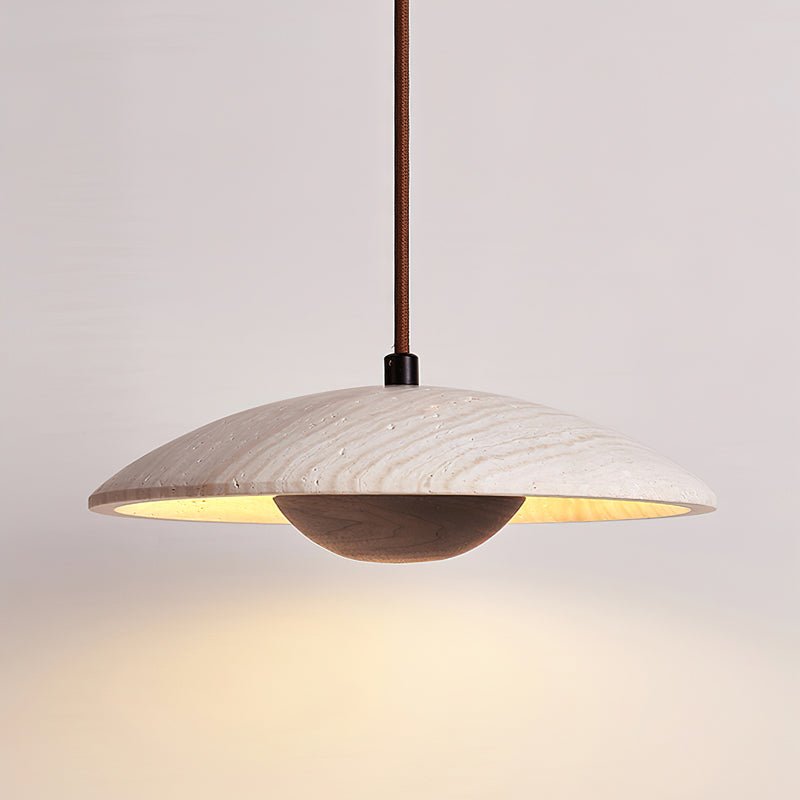 Nadine Wide-Brim Travertine Pendant Light