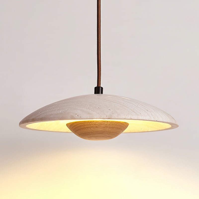 Nadine Wide-Brim Travertine Pendant Light
