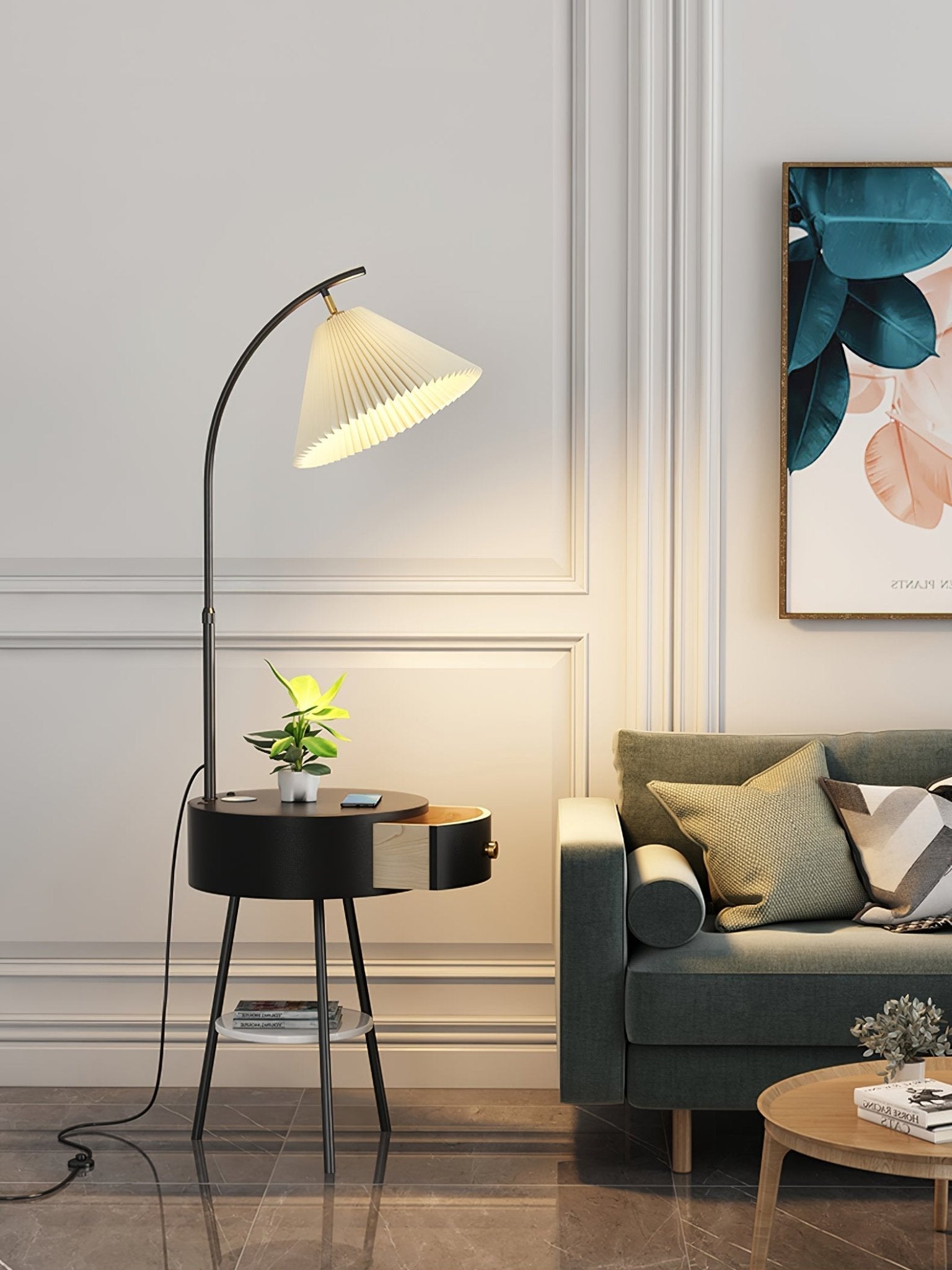 Arcora Pleated Arc Floor Light