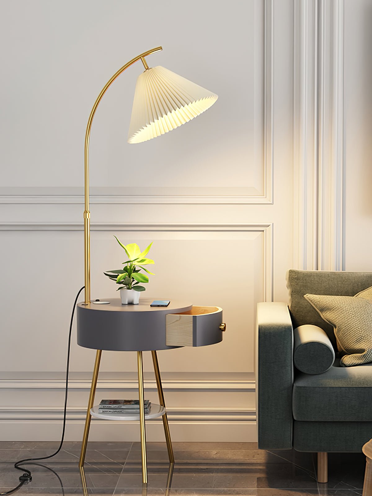 Arcora Pleated Arc Floor Light