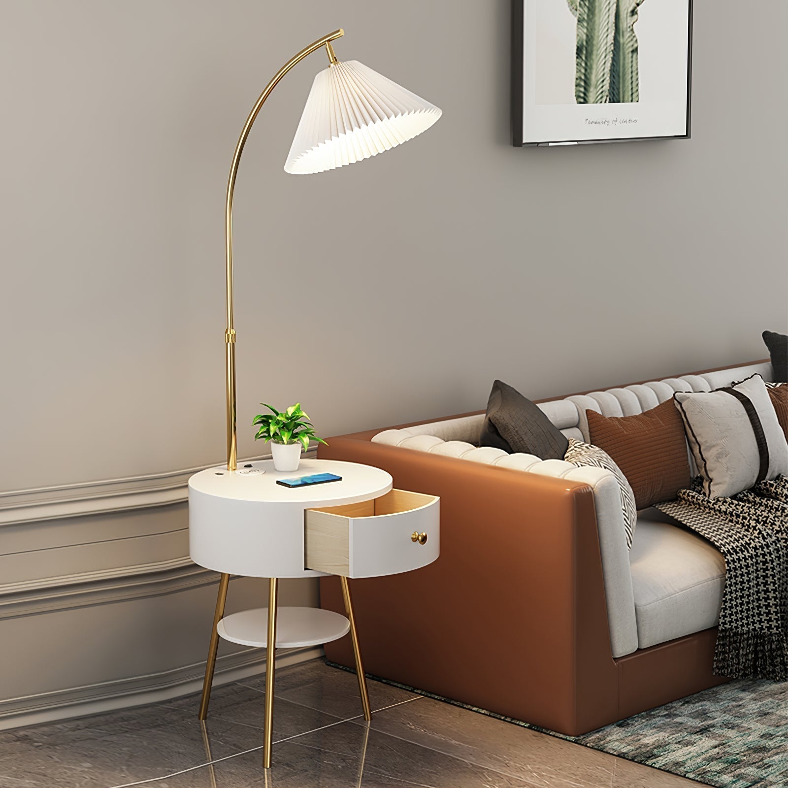 Arcora Pleated Arc Floor Light