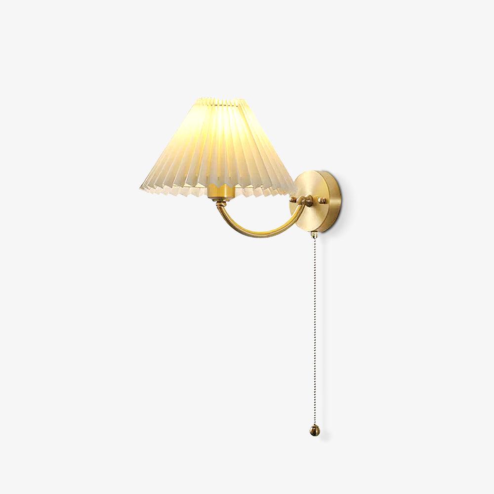 Dovrin Elegance Pleated Brass Fabric Wall Lamp