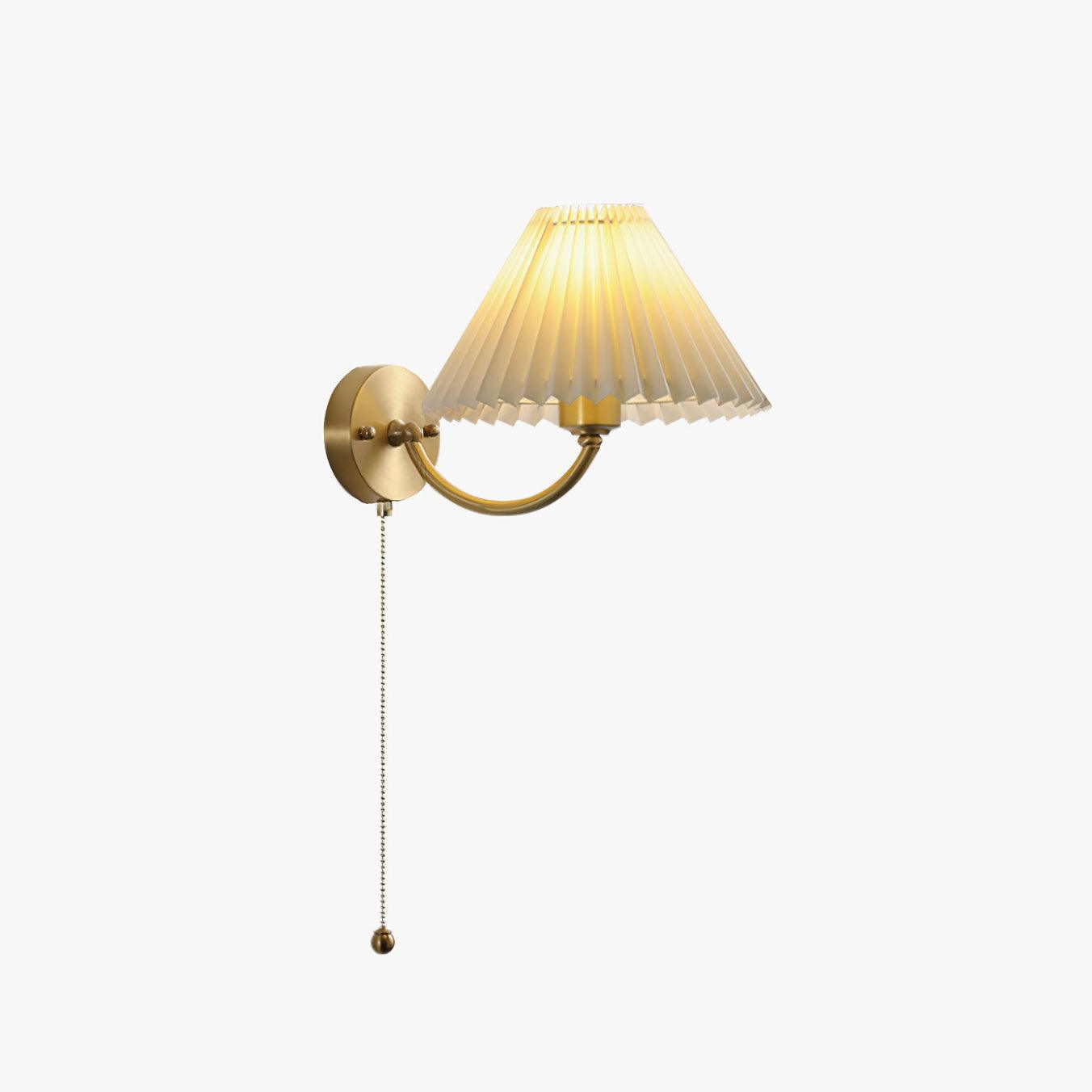 Dovrin Elegance Pleated Brass Fabric Wall Lamp