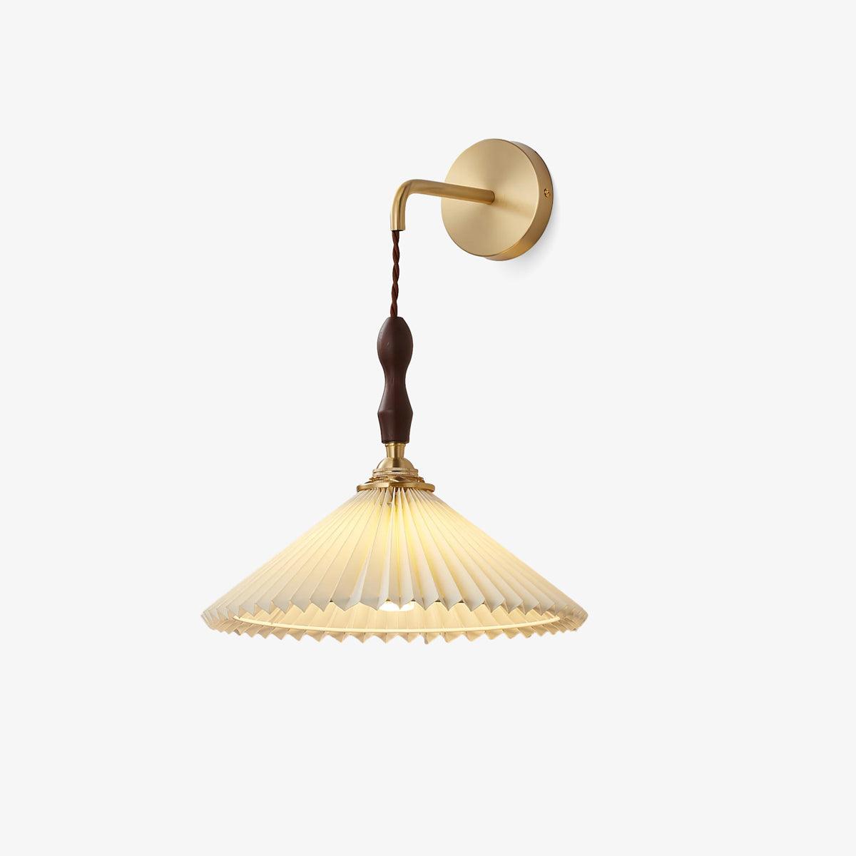 Mordan Premium Elegance Pleated Walnut Wooden Wall Lamp