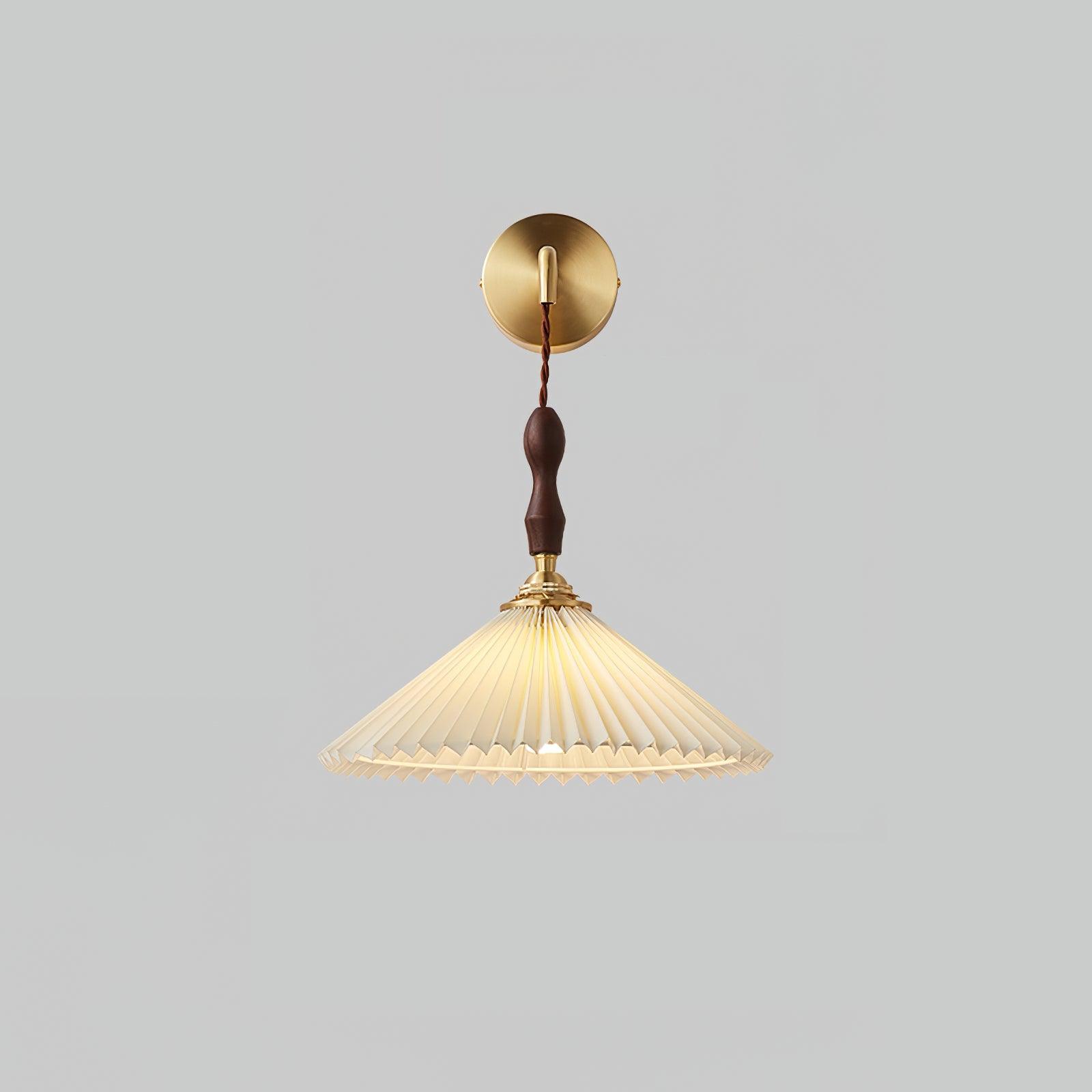 Mordan Premium Elegance Pleated Walnut Wooden Wall Lamp
