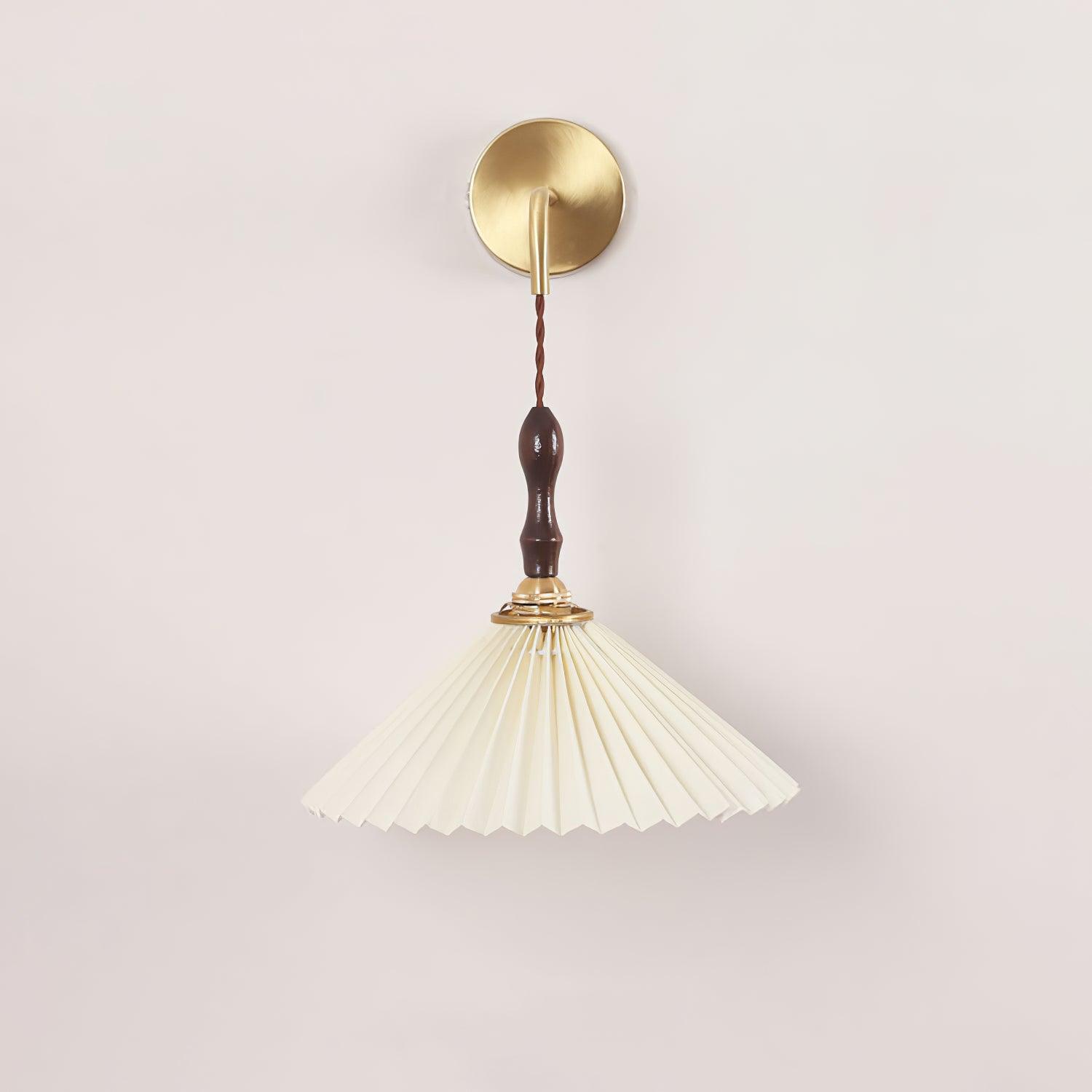 Mordan Premium Elegance Pleated Walnut Wooden Wall Lamp