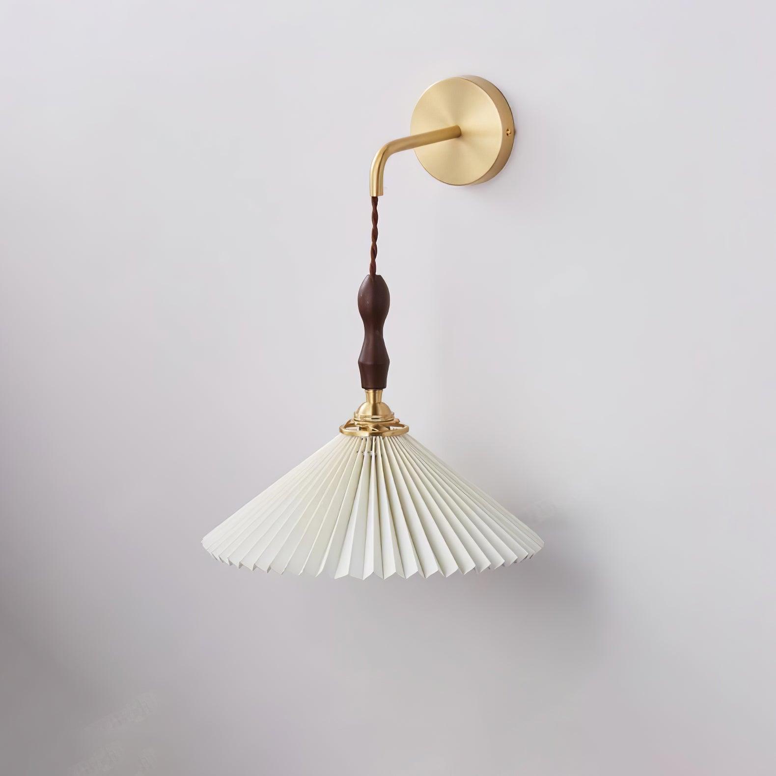 Mordan Premium Elegance Pleated Walnut Wooden Wall Lamp