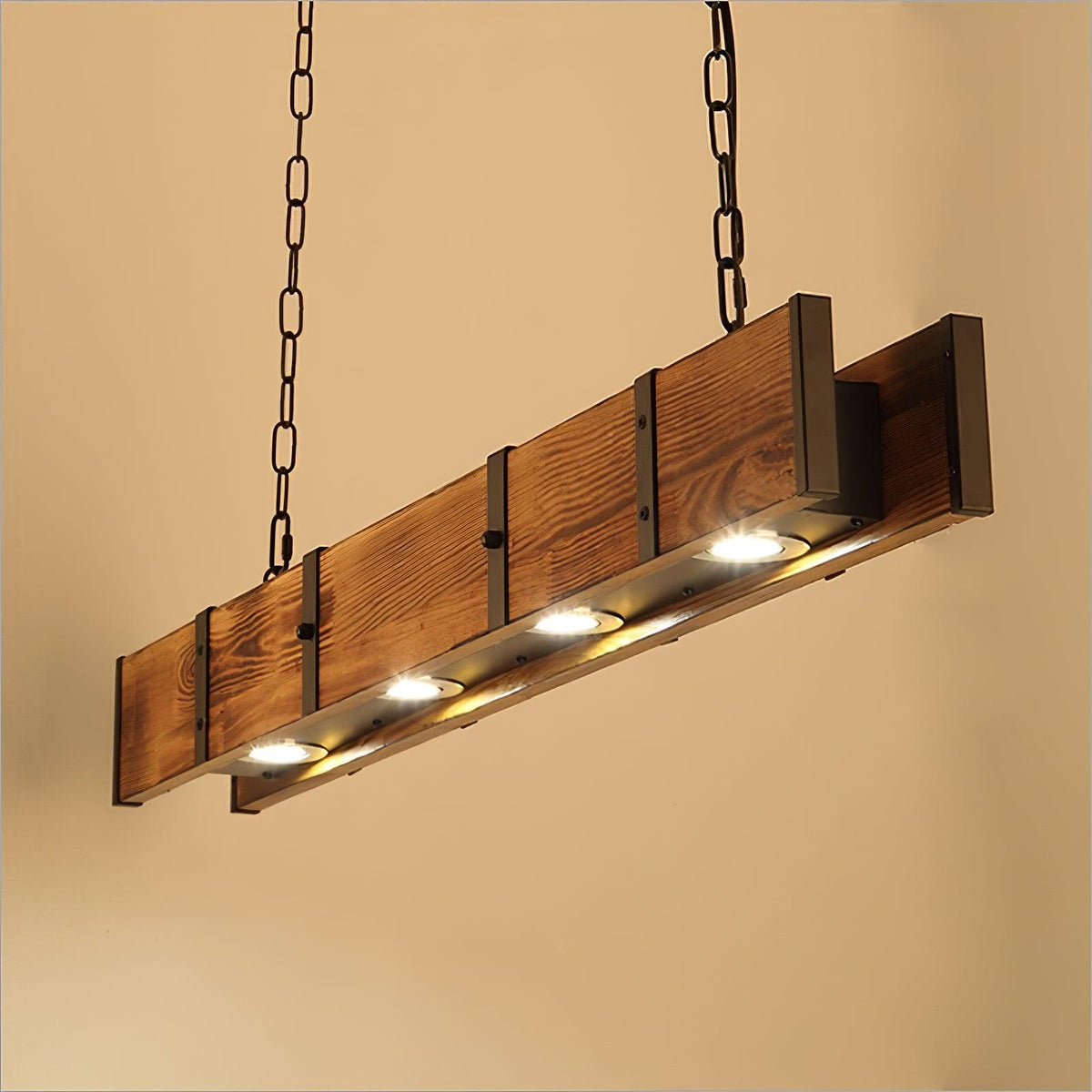 Aldelena Chandelier Pleva Linear Natural Wood