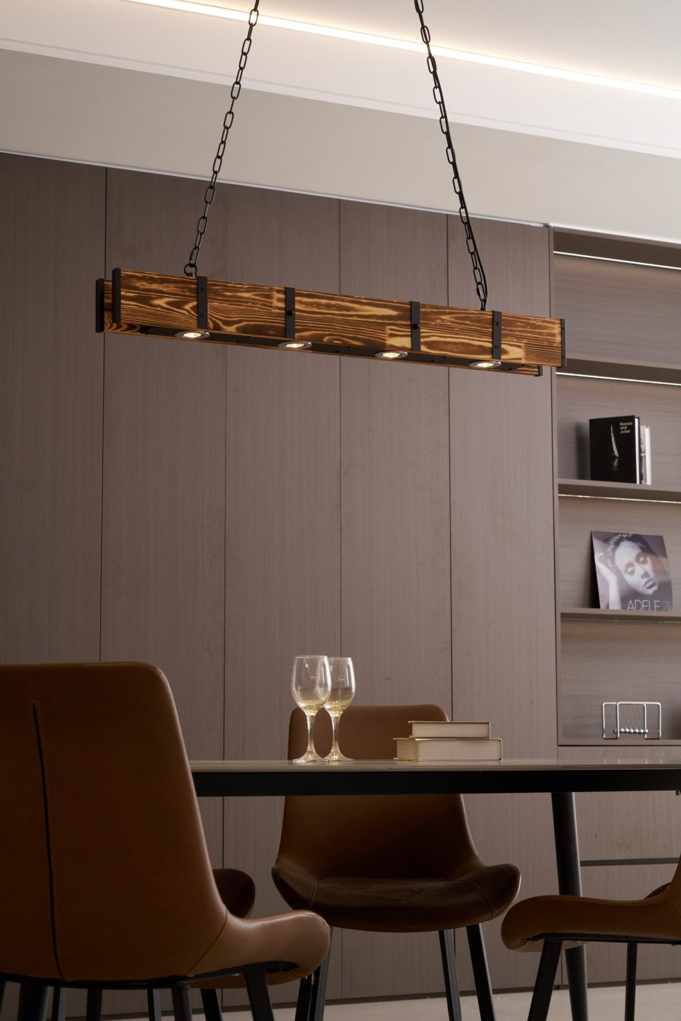 Aldelena Chandelier Pleva Linear Natural Wood