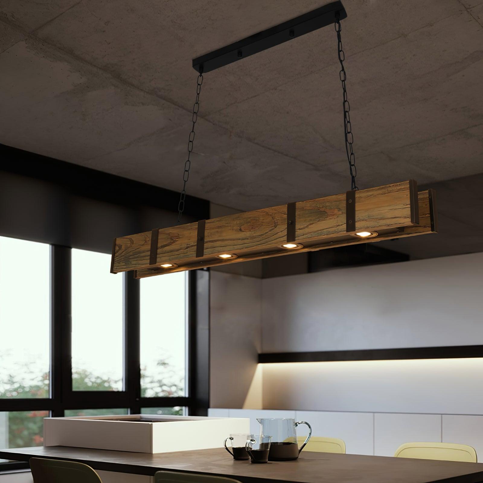 Aldelena Chandelier Pleva Linear Natural Wood