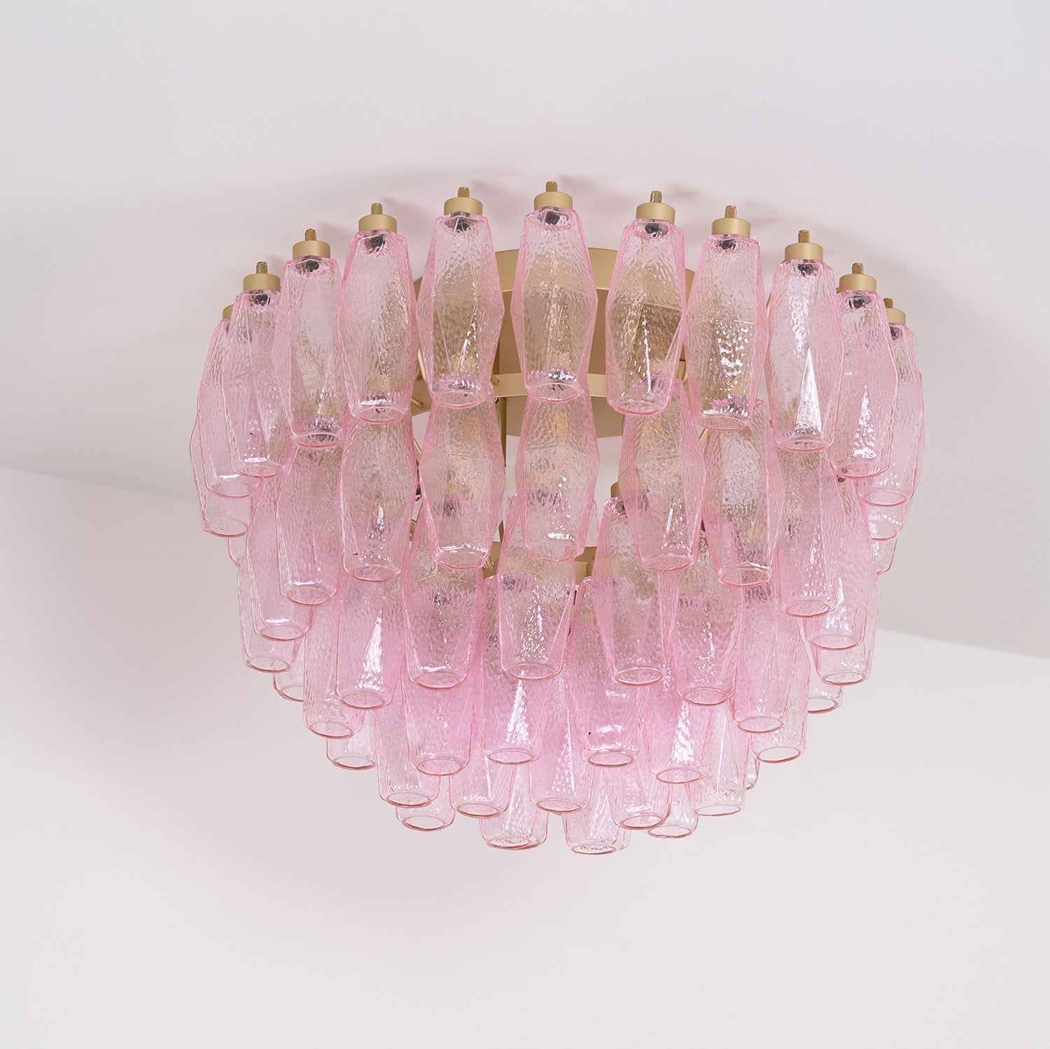 Celelaya Ceiling Lamp Poliedri Pink Murano Glass Layered Flush Mount