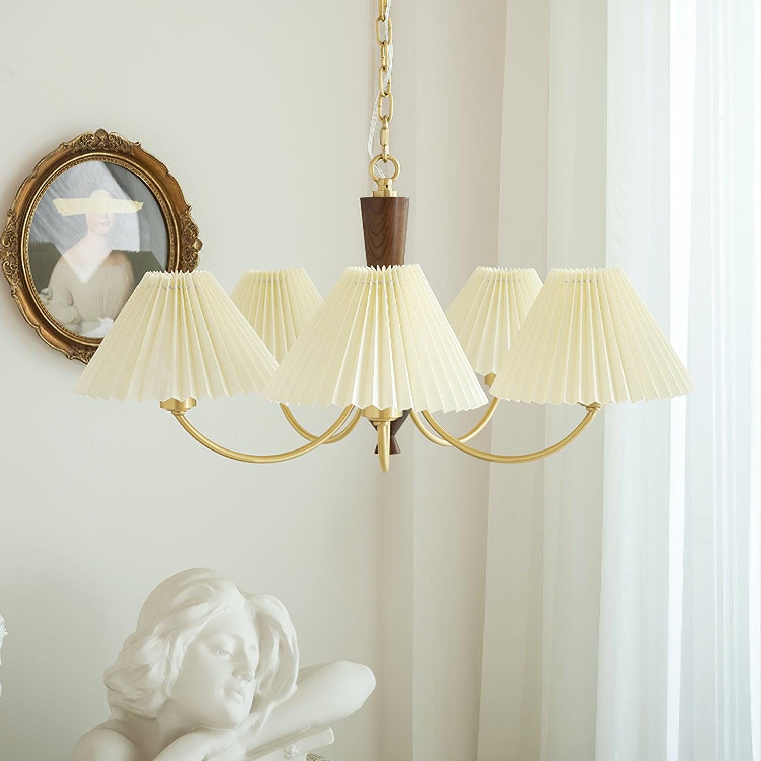 Elaorira Chandelier White Pleated Lampshades
