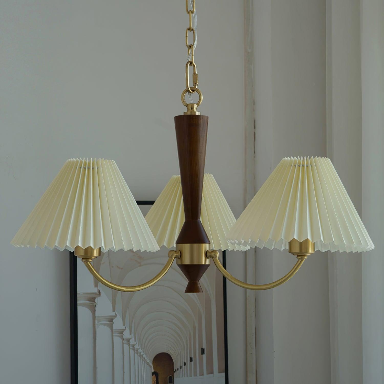 Elaorira Chandelier White Pleated Lampshades