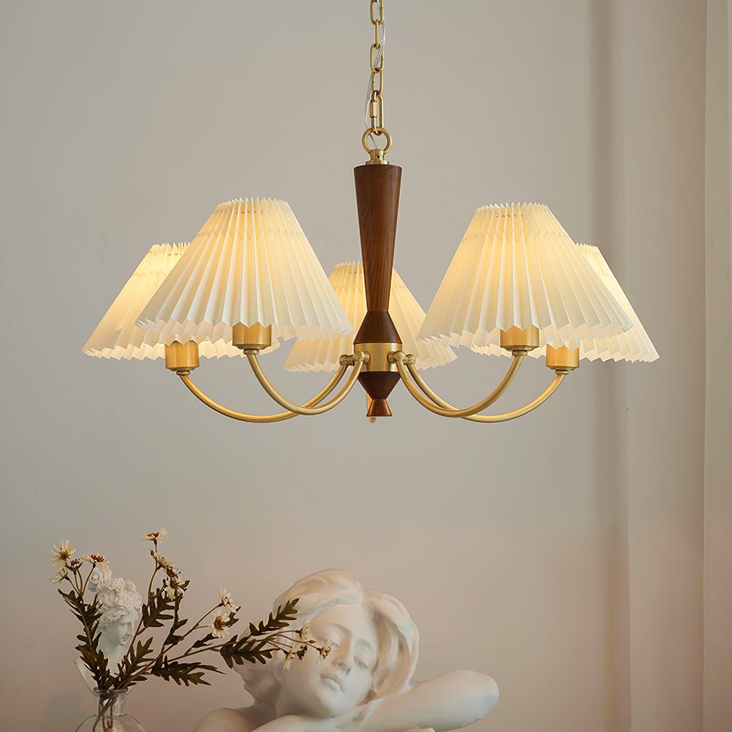 Elaorira Chandelier White Pleated Lampshades
