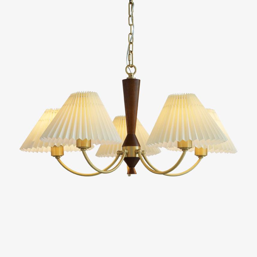 Elaorira Chandelier White Pleated Lampshades