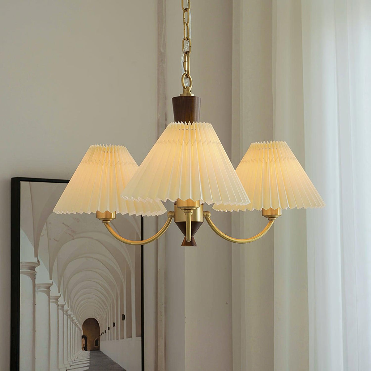 Elaorira Chandelier White Pleated Lampshades
