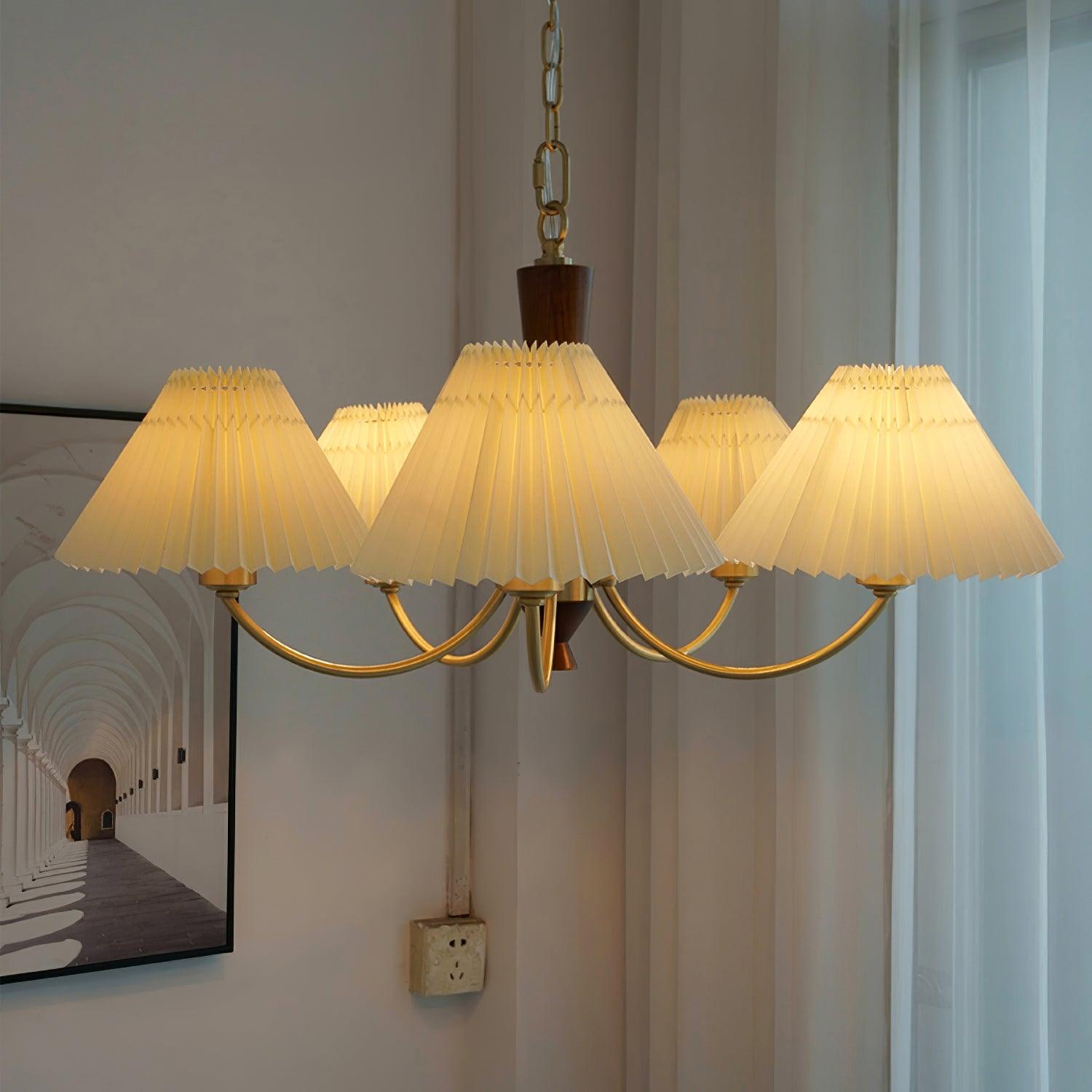 Elaorira Chandelier White Pleated Lampshades