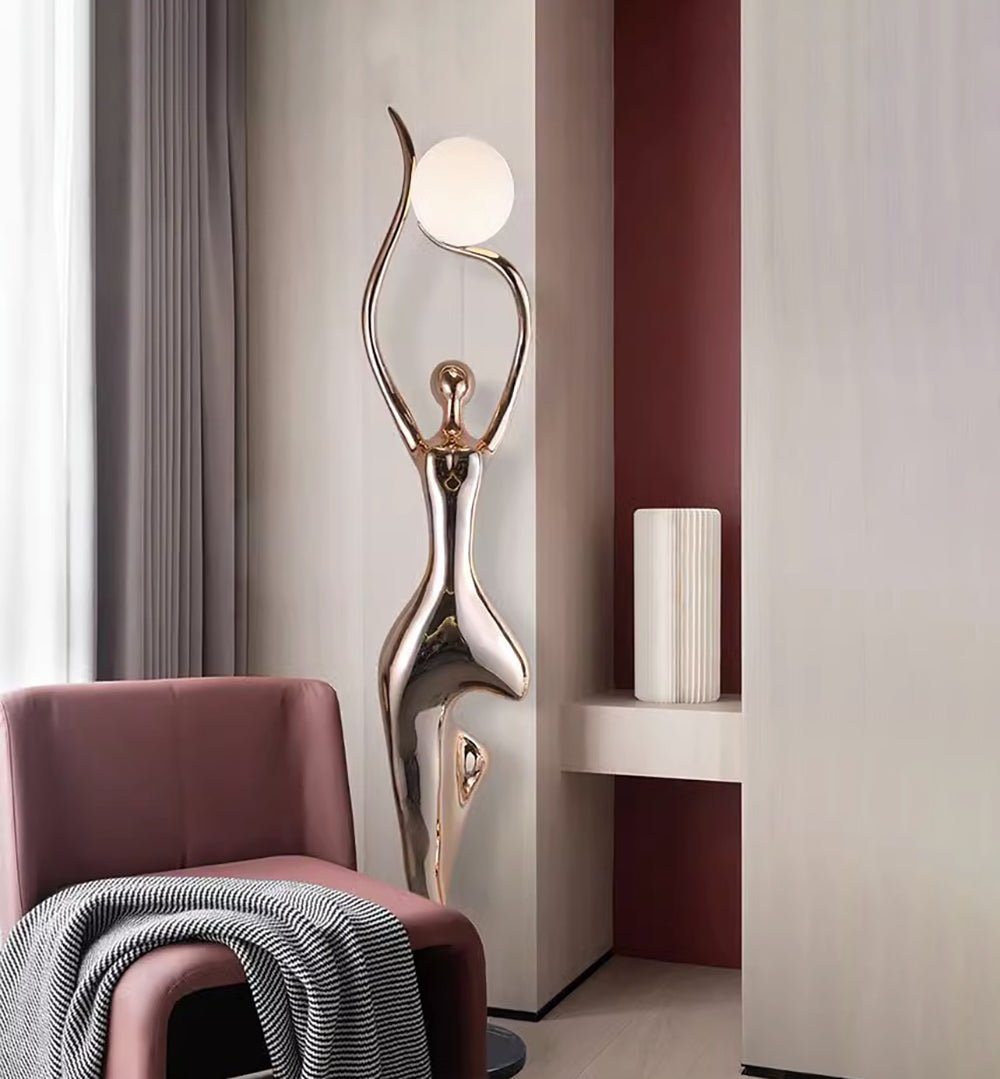 Emiryra Golden Sculptural Floor Lamp