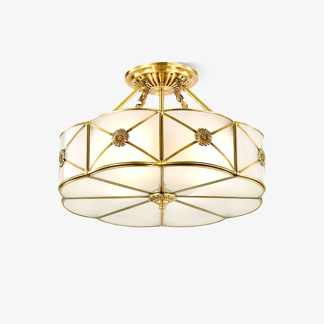 Auralaine Ceiling Lamp Brass Scalloped Frosted Classic