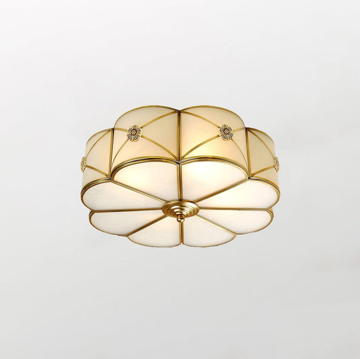 Auralaine Ceiling Lamp Brass Scalloped Frosted Classic