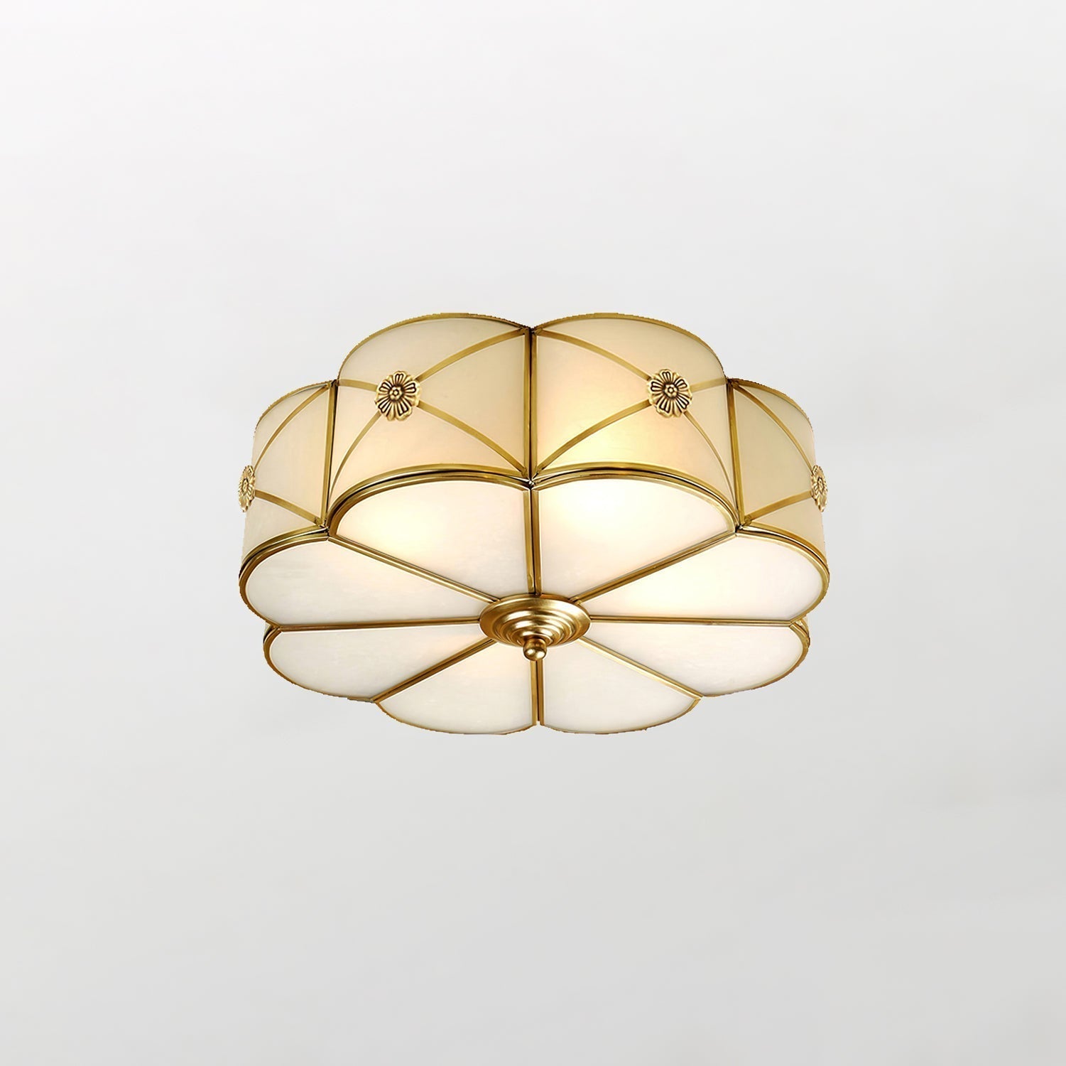 Auralaine Ceiling Lamp Brass Scalloped Frosted Classic