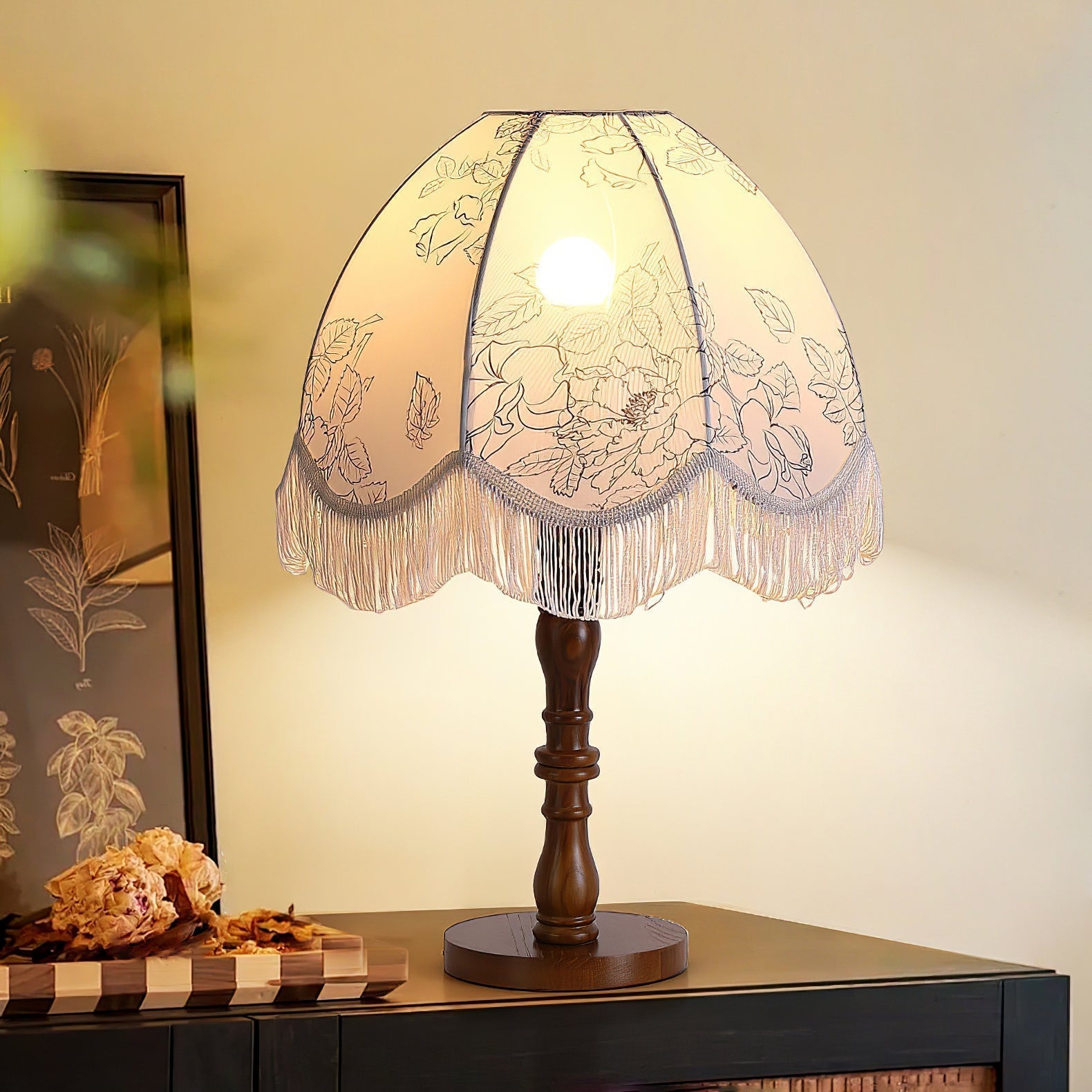 Orlyn Wood Fabric Elegant Table Lamp