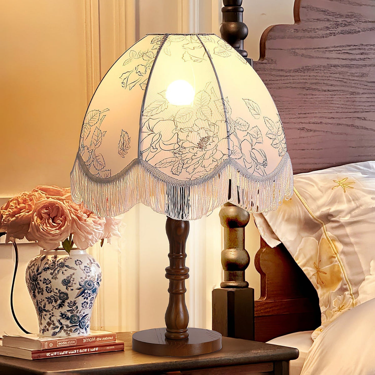 Orlyn Wood Fabric Elegant Table Lamp