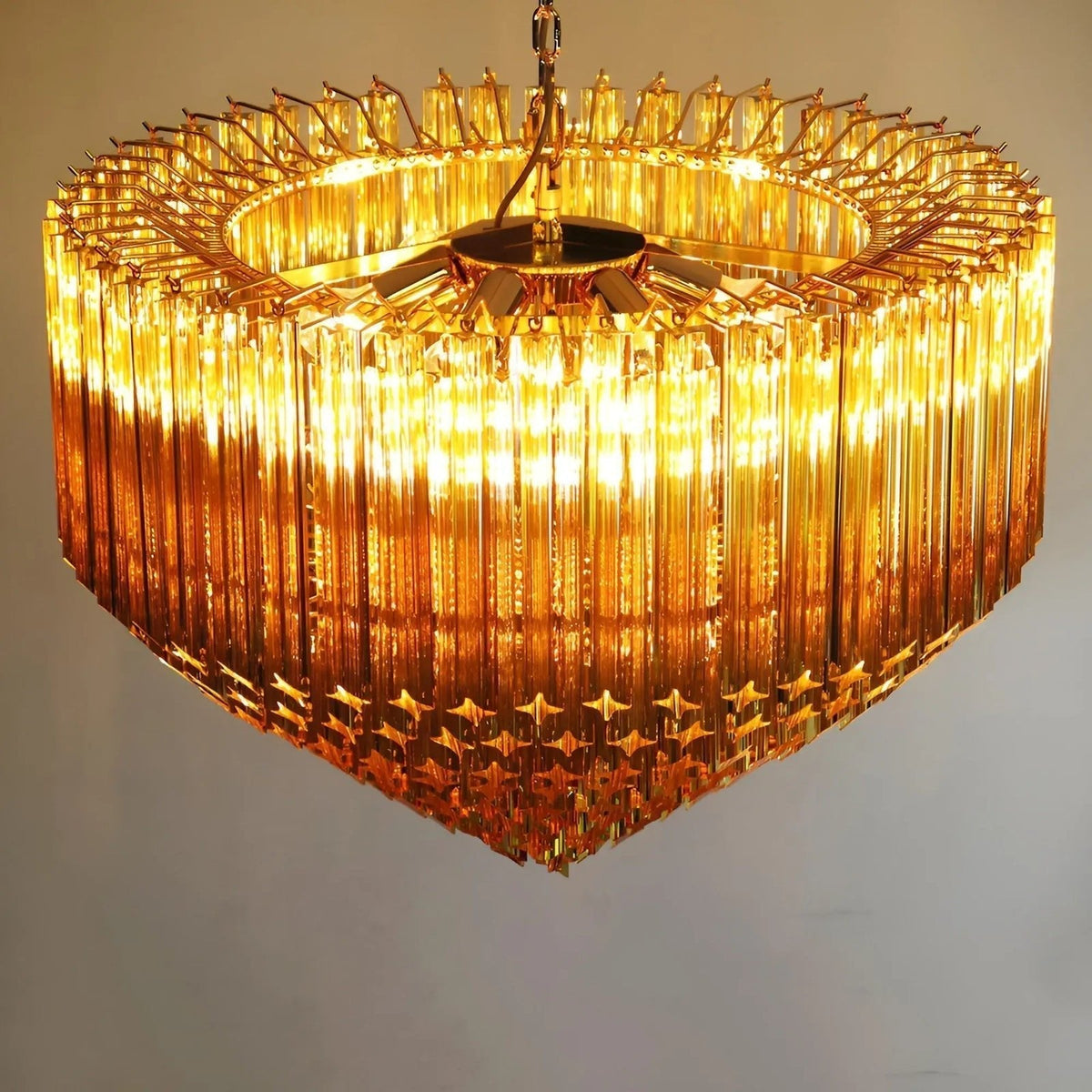 Celiselle Chandelier Amber Murano Glass Prism Grand Art