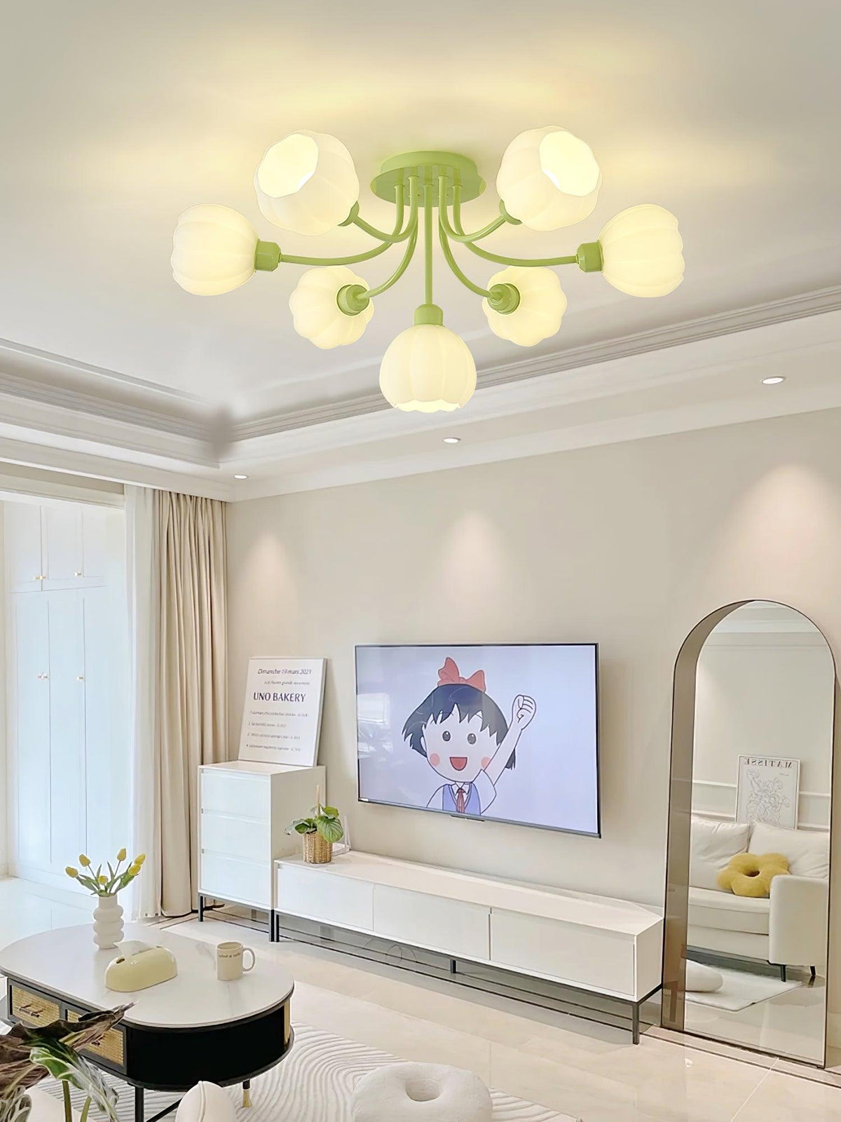 Zenorarae Elegance Matcha Glass Ceiling Lamp