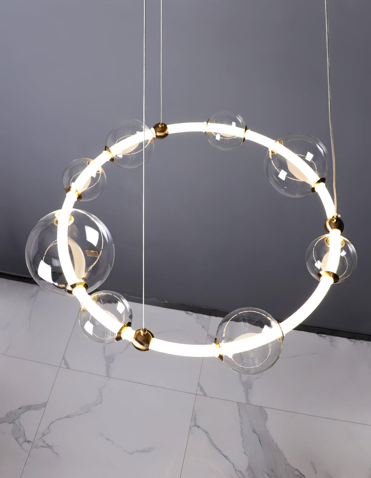 Cera Chandelier Bubble Clear Ring Contemporary Minimalist