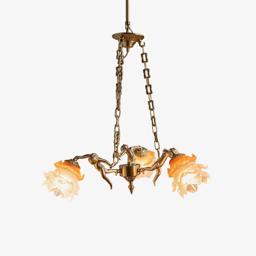 Solisira Chandelier Brass Suspension Floral Vintage
