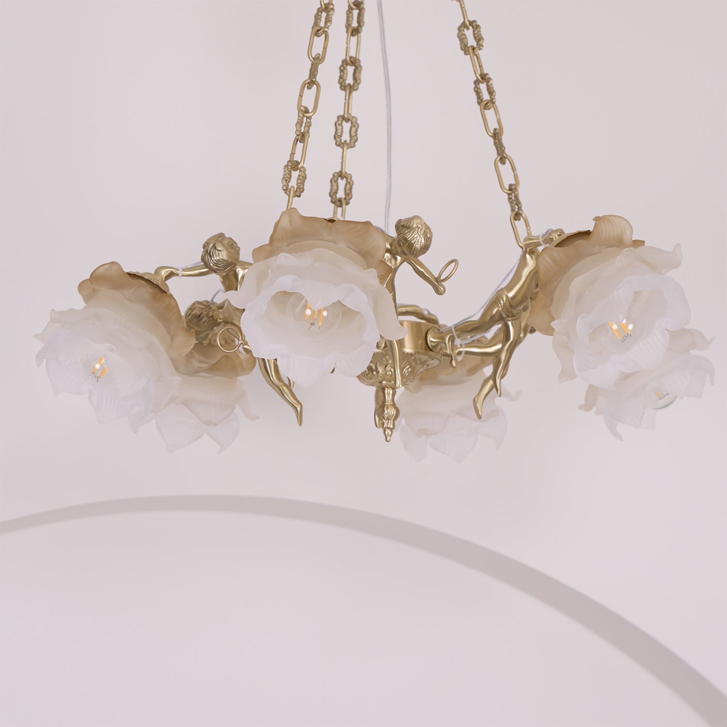 Solisira Chandelier Brass Suspension Floral Vintage