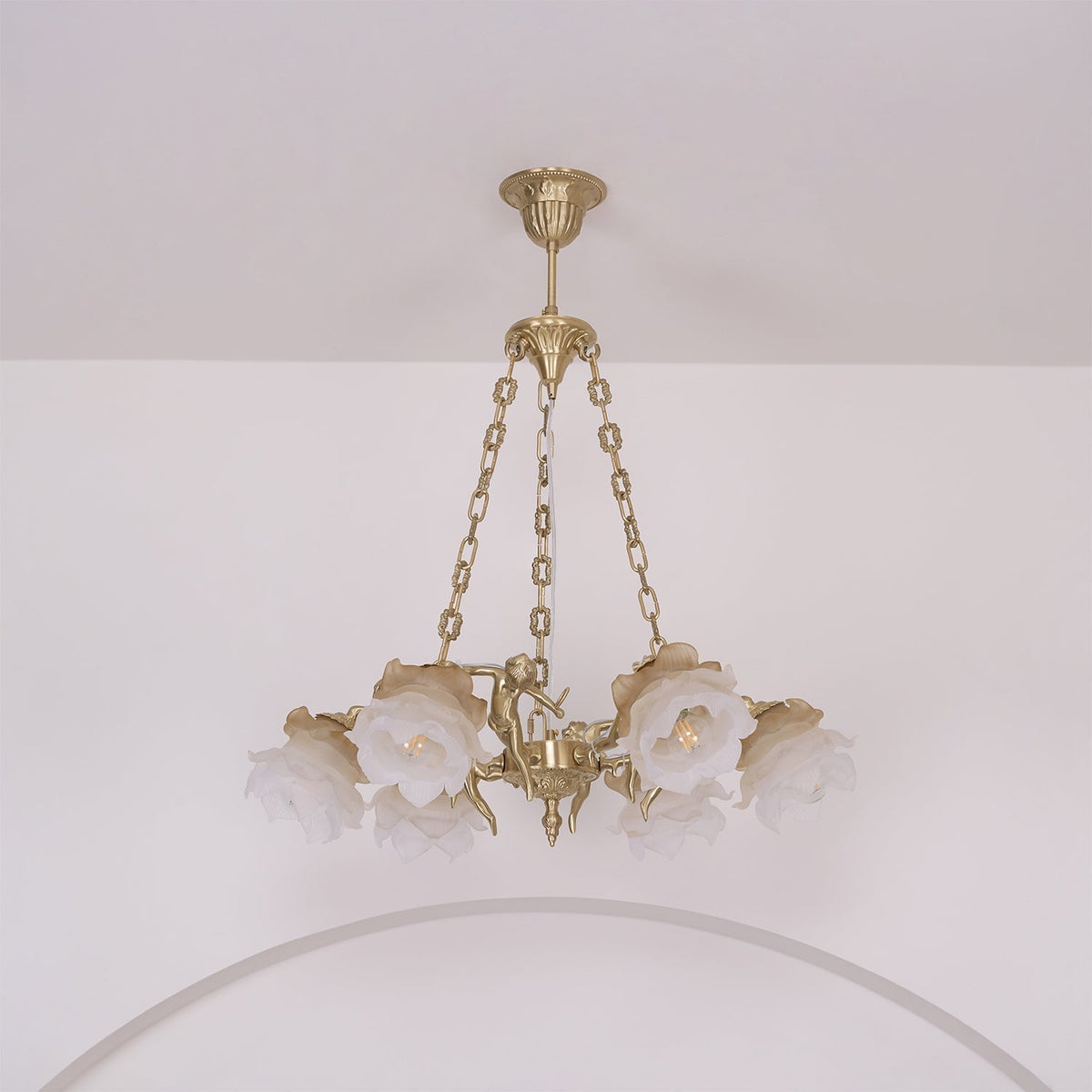 Solisira Chandelier Brass Suspension Floral Vintage