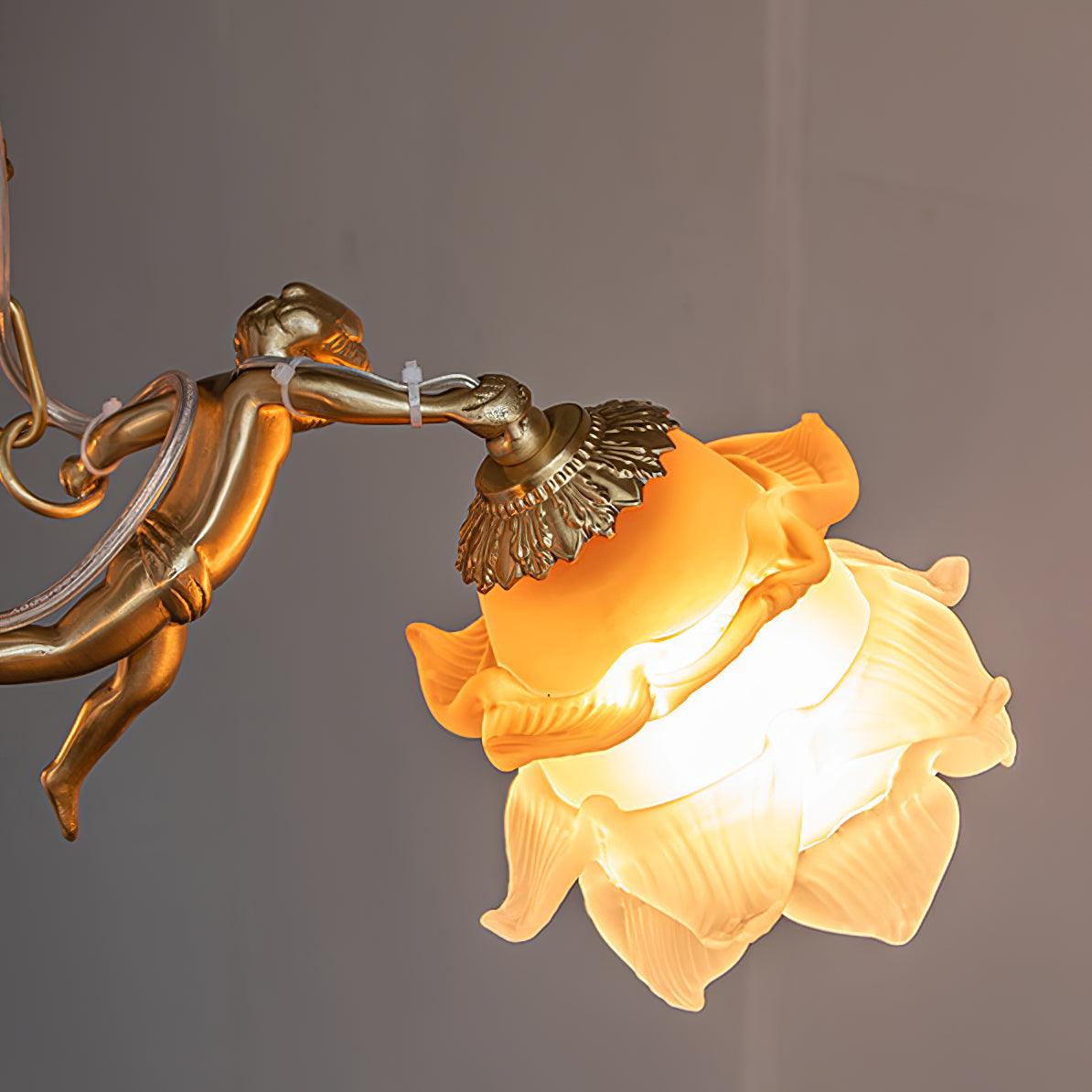 Solisira Chandelier Brass Suspension Floral Vintage