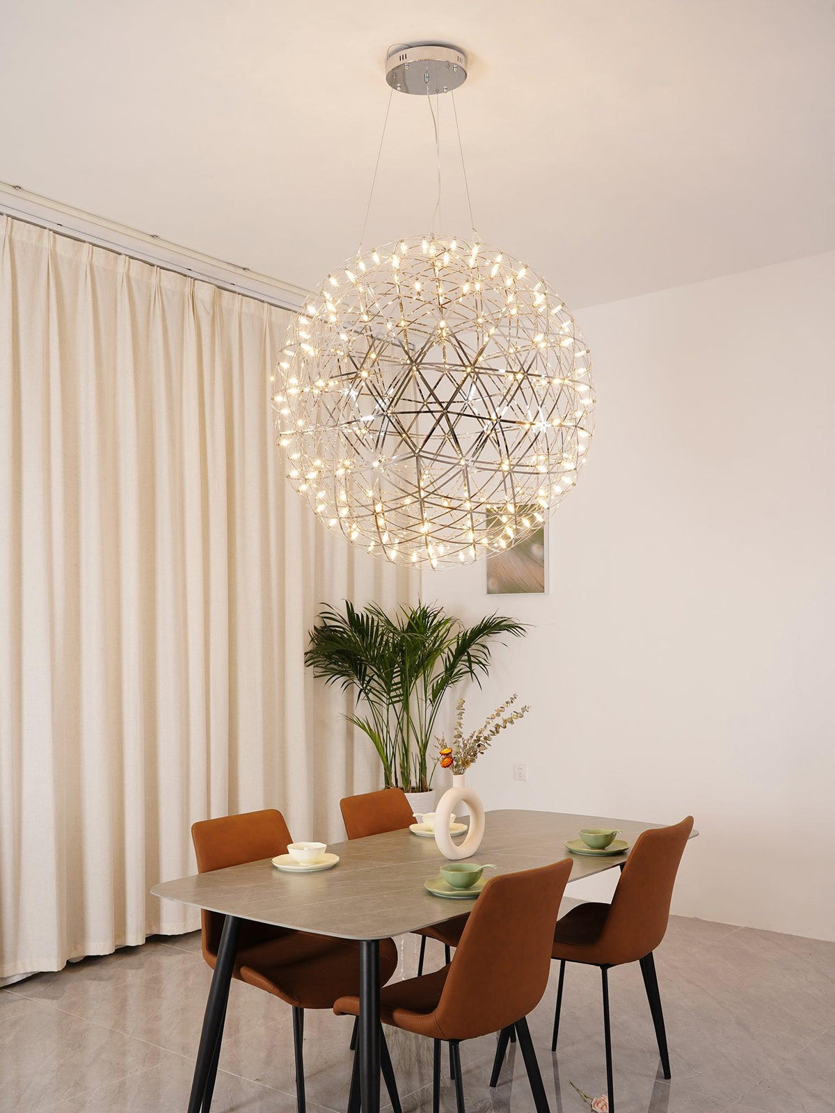 Delcourt Silver Spark Ball Pendant Light