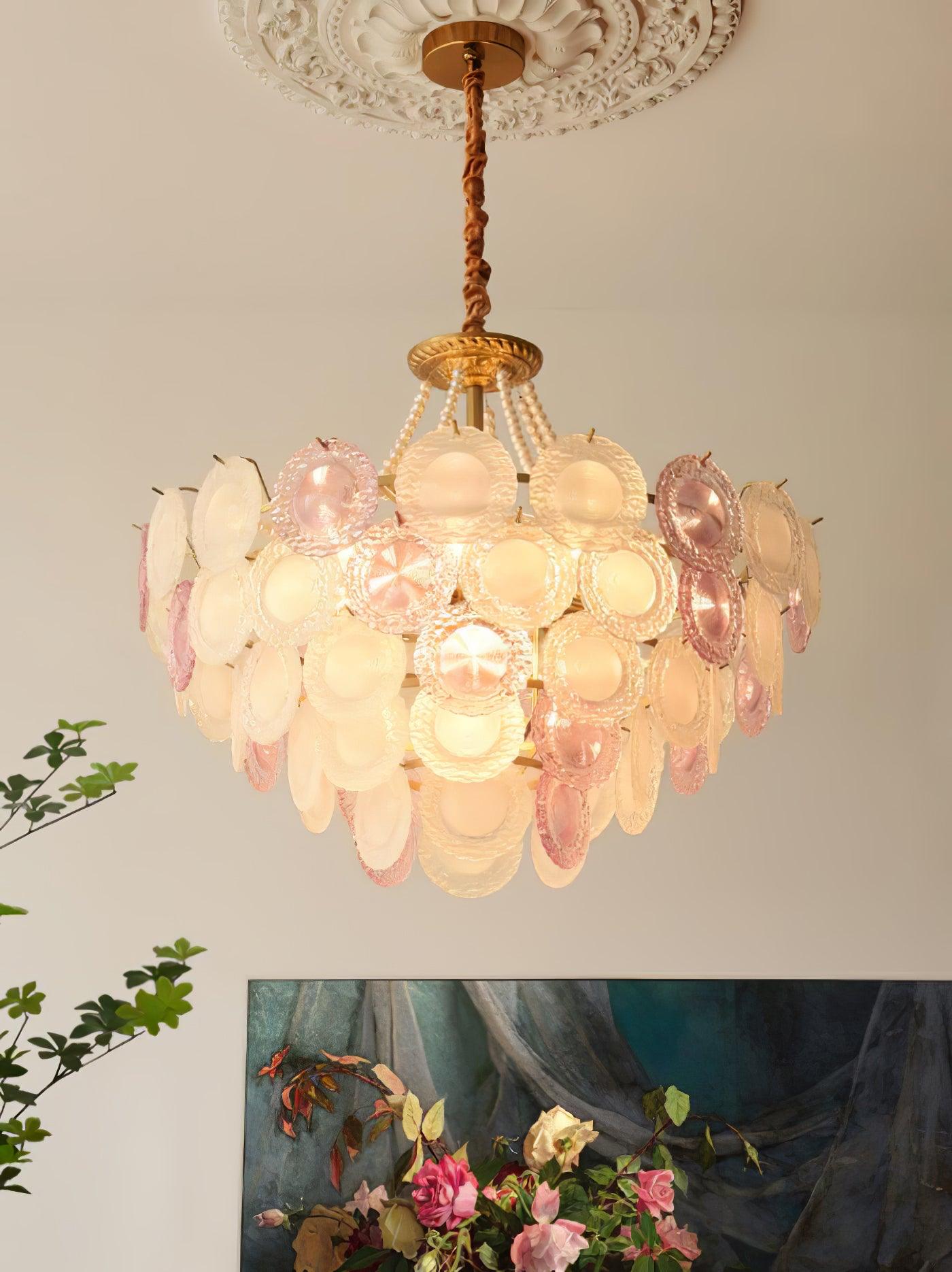 Celinine Chandelier Glass Disc Layered Playful