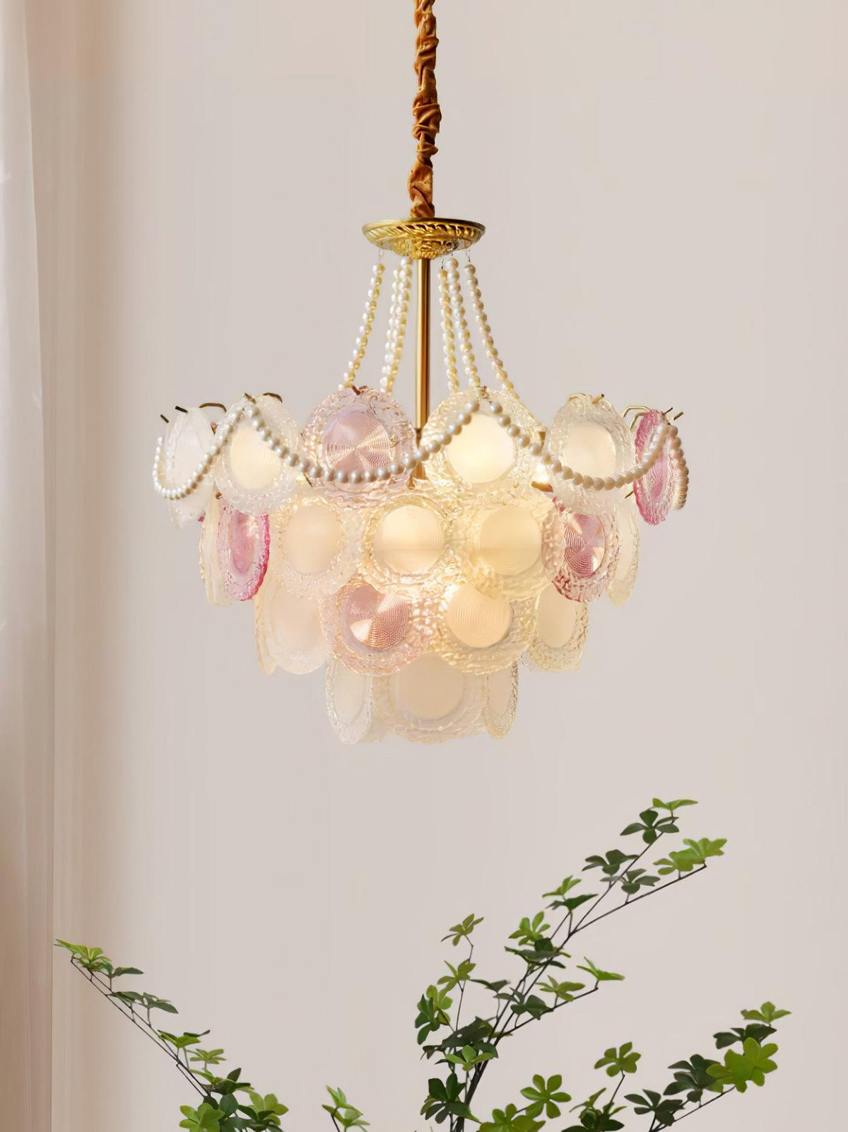 Celinine Chandelier Glass Disc Layered Playful