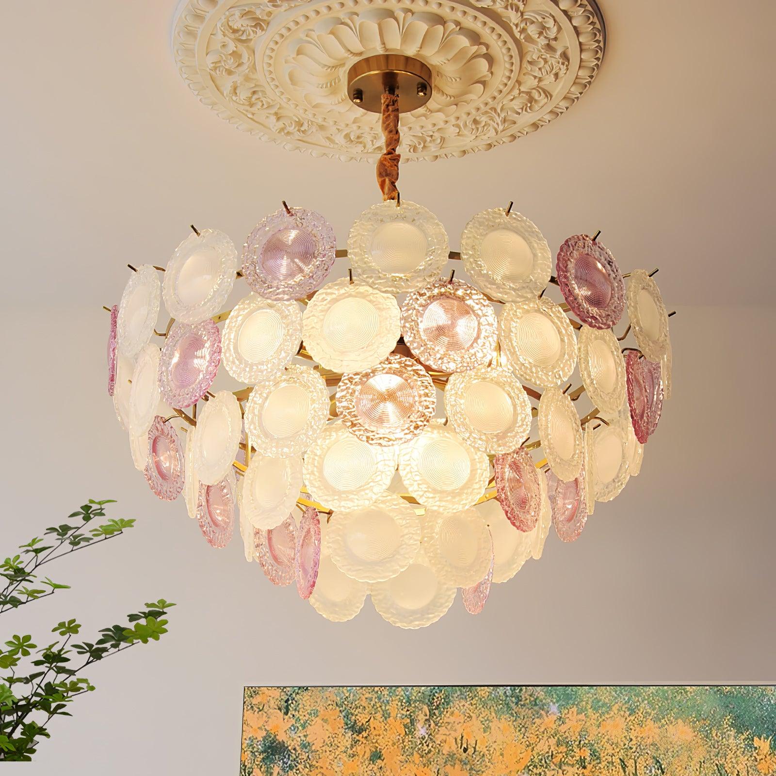 Celinine Chandelier Glass Disc Layered Playful