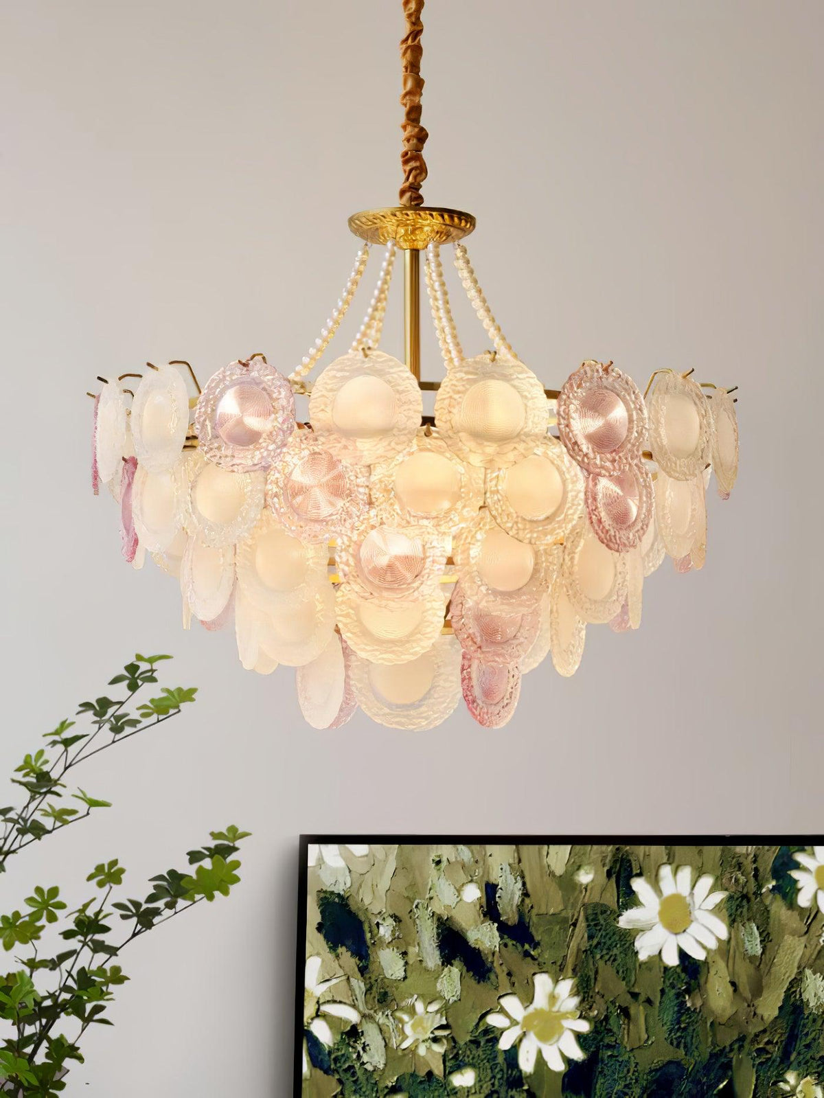 Celinine Chandelier Glass Disc Layered Playful