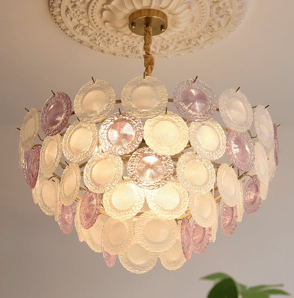 Celinine Chandelier Glass Disc Layered Playful