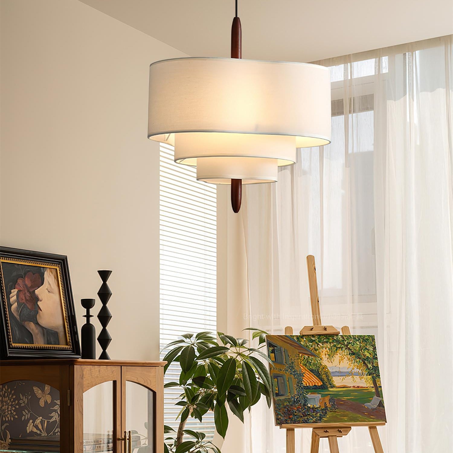 Ophel Green Fabric Pendant Lamp - Neutral Decor
