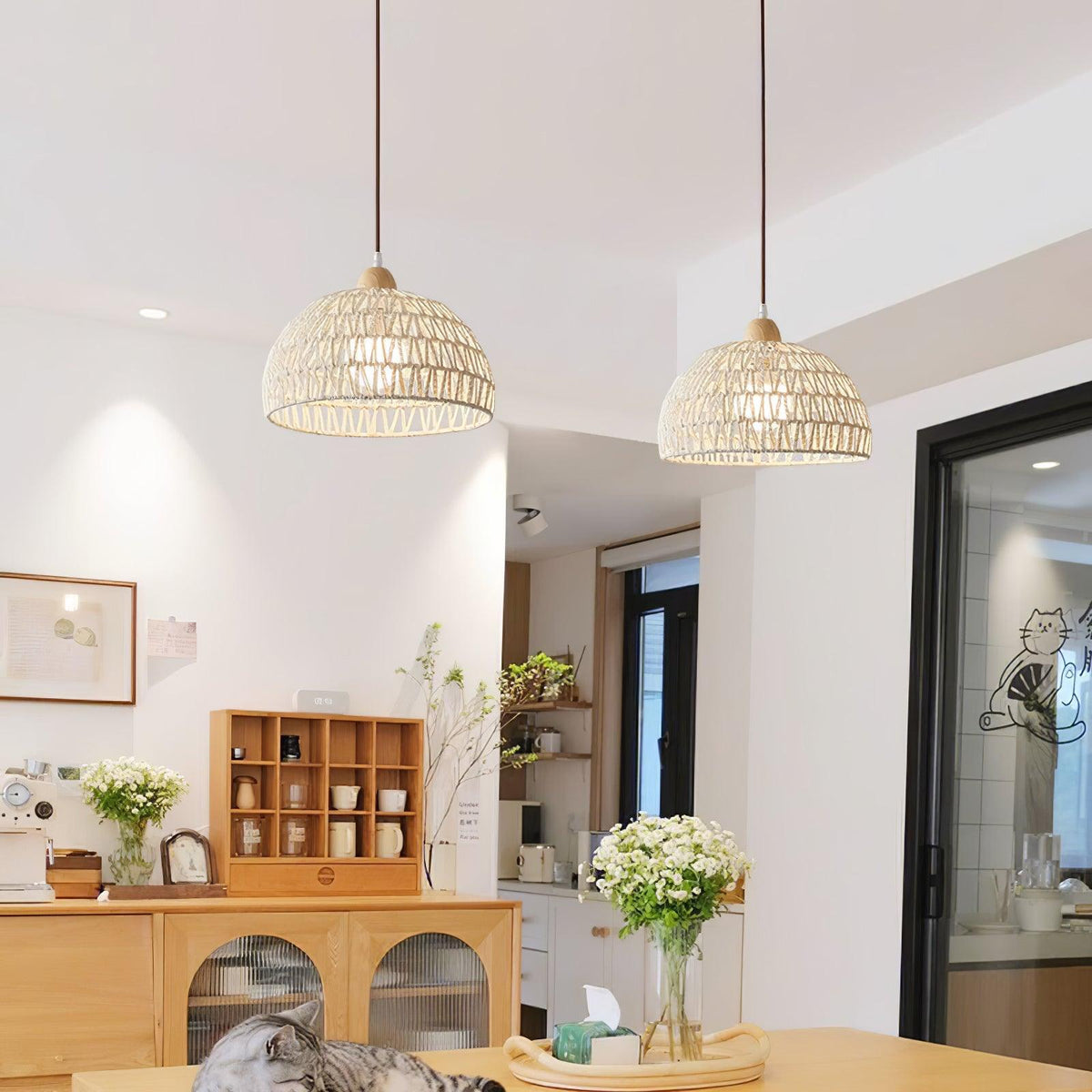 Calyran Rattan Wood Pendant Lamp