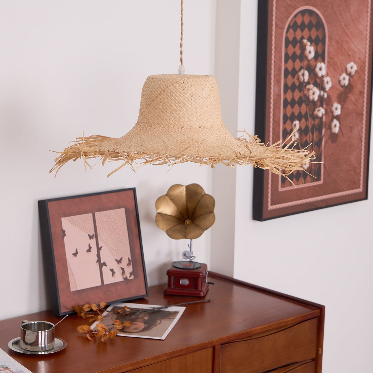Vocan Rattan Vintage Pendant Light