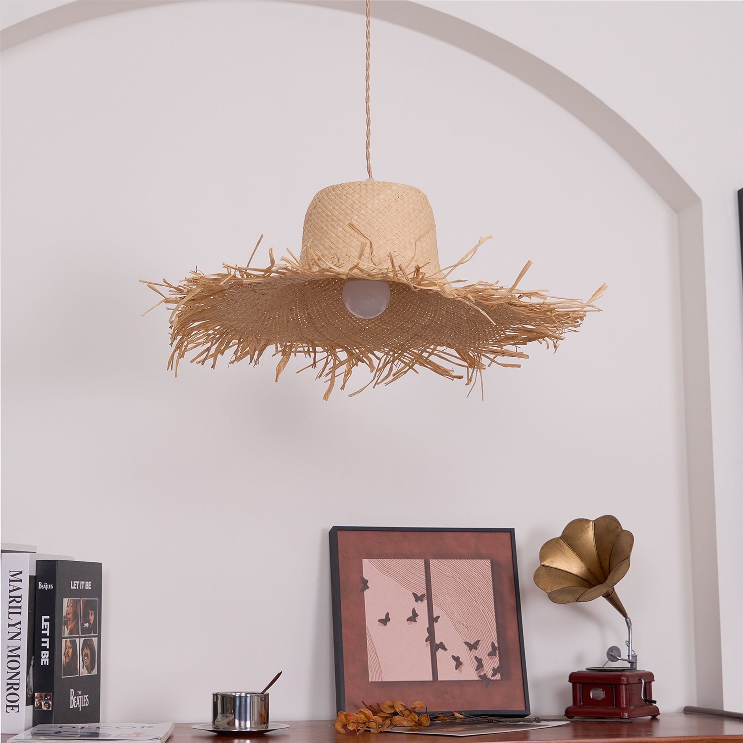 Vocan Rattan Vintage Pendant Light