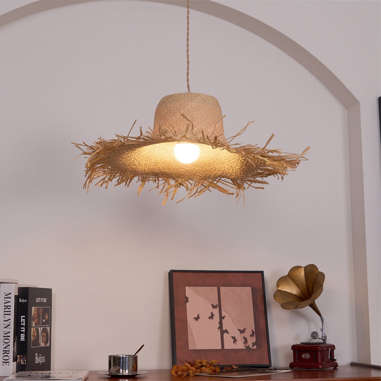 Vocan Rattan Vintage Pendant Light