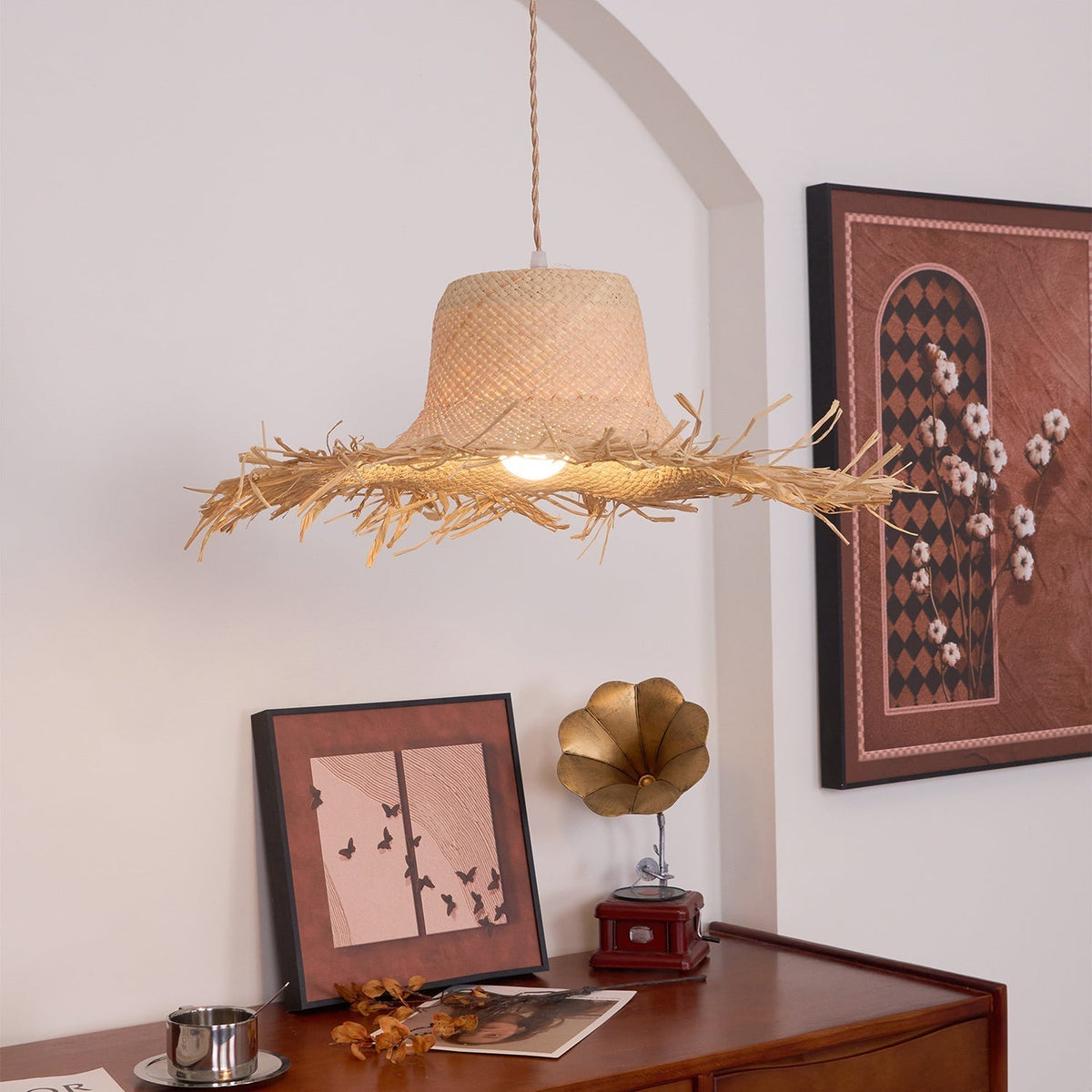 Vocan Rattan Vintage Pendant Light