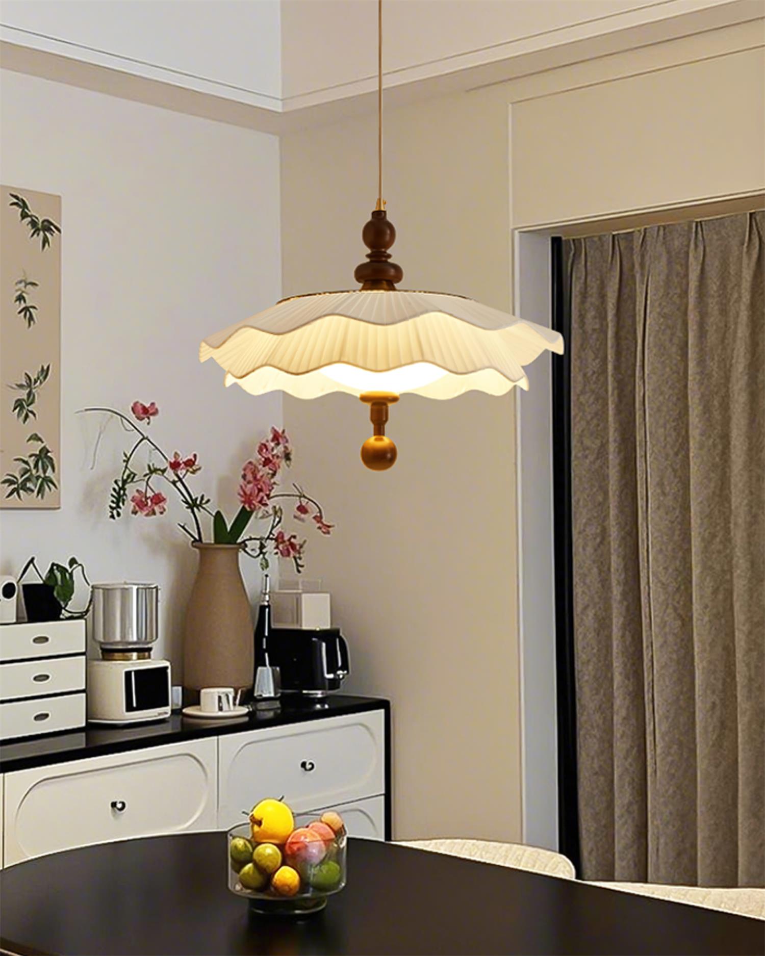 Ravina Pendant Lamp Pleated Ruffled Edge - Neutral Decor