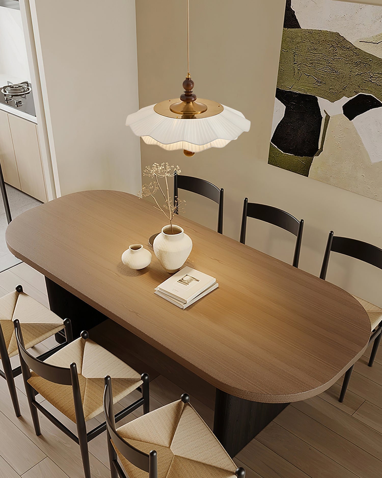 Ravina Pendant Lamp Pleated Ruffled Edge - Neutral Decor