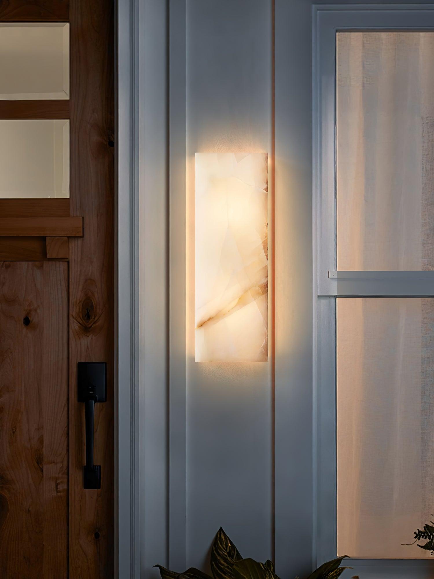Eirivise Minimalist Alabaster Outdoor Wall Light