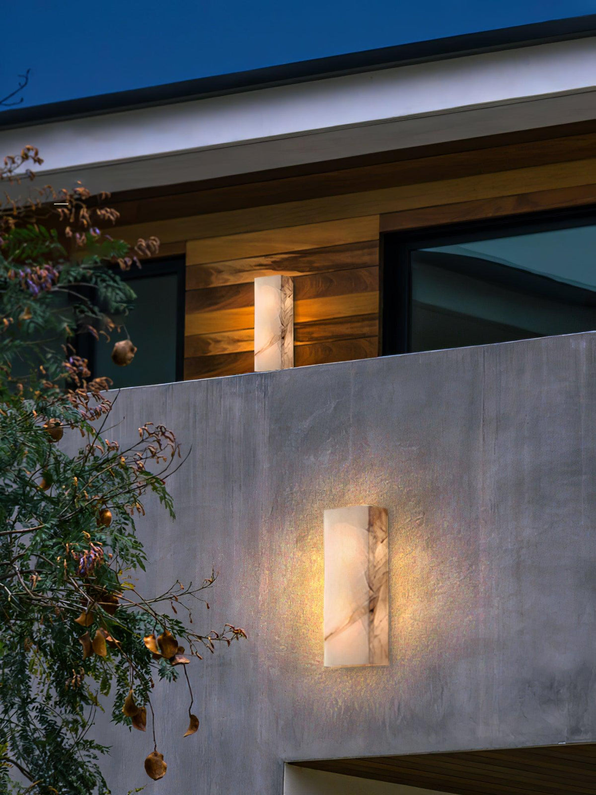Eirivise Minimalist Alabaster Outdoor Wall Light